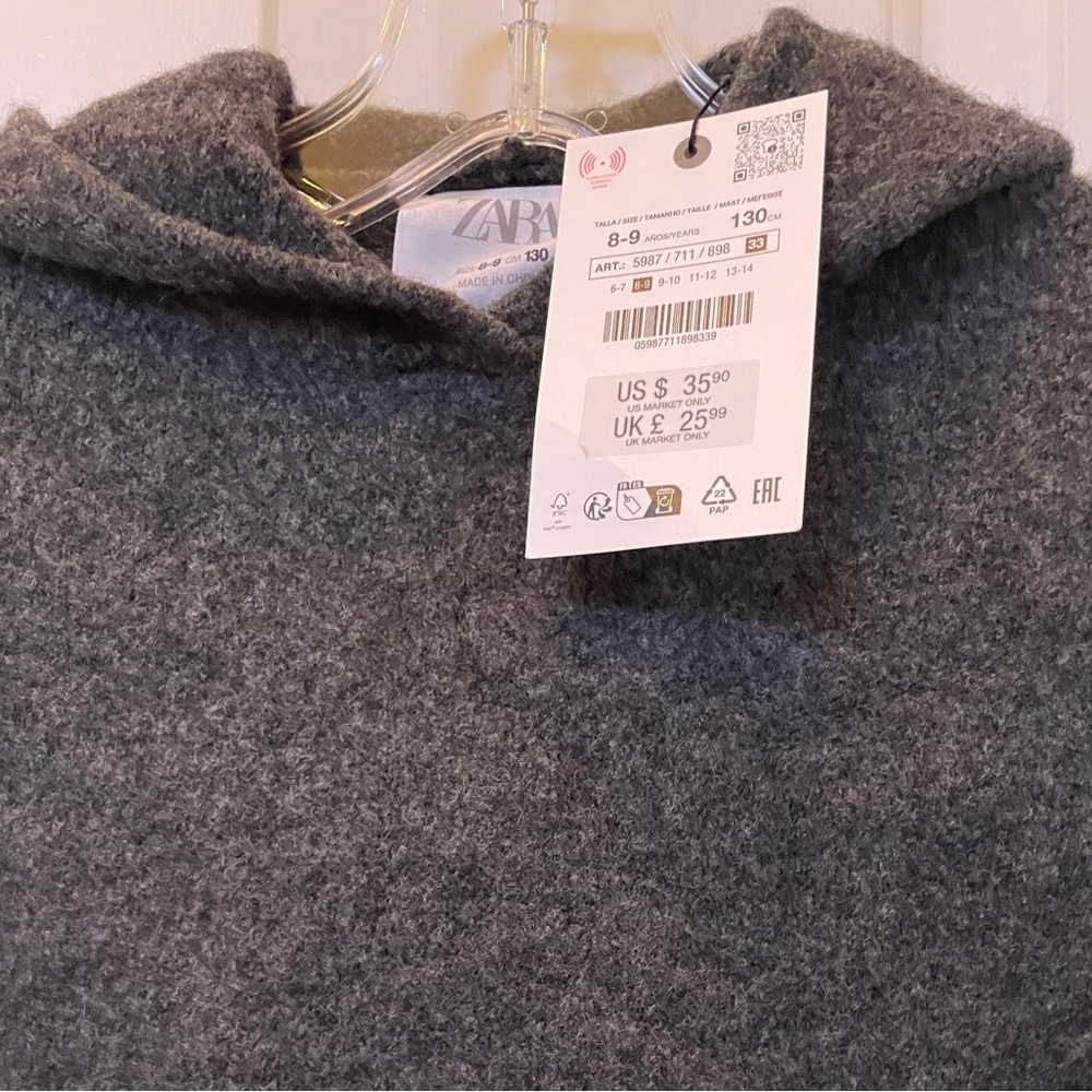 Zara Anthracite Knot Hooded Sweater and Pants 8/9 - Picture 5 of 15